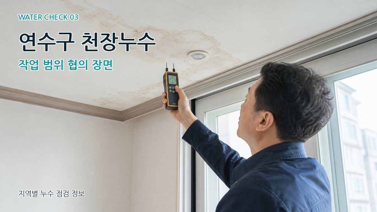 연수구 천장누수 작업 범위 협의 장면