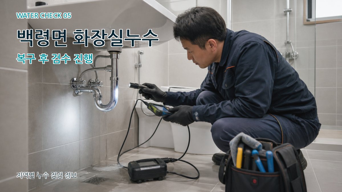 백령면 화장실누수 복구 후 검수 진행