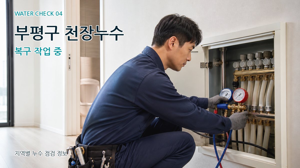 부평구 천장누수 복구 작업 중