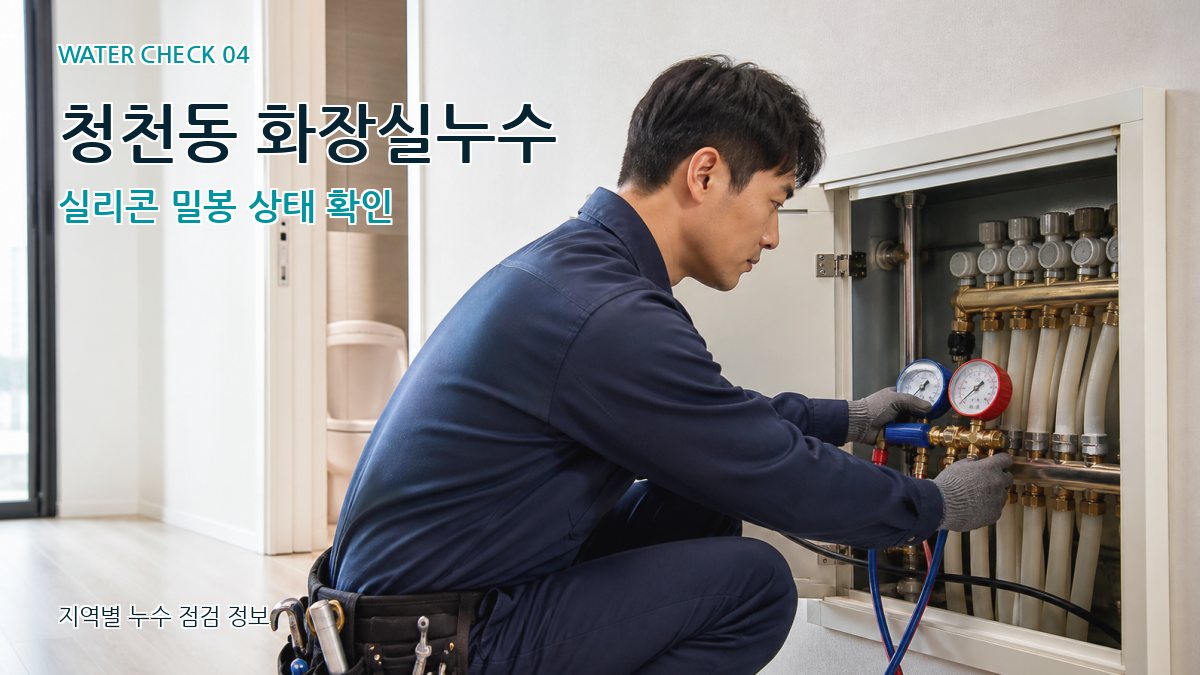 청천동 화장실누수 실리콘 밀봉 상태 확인