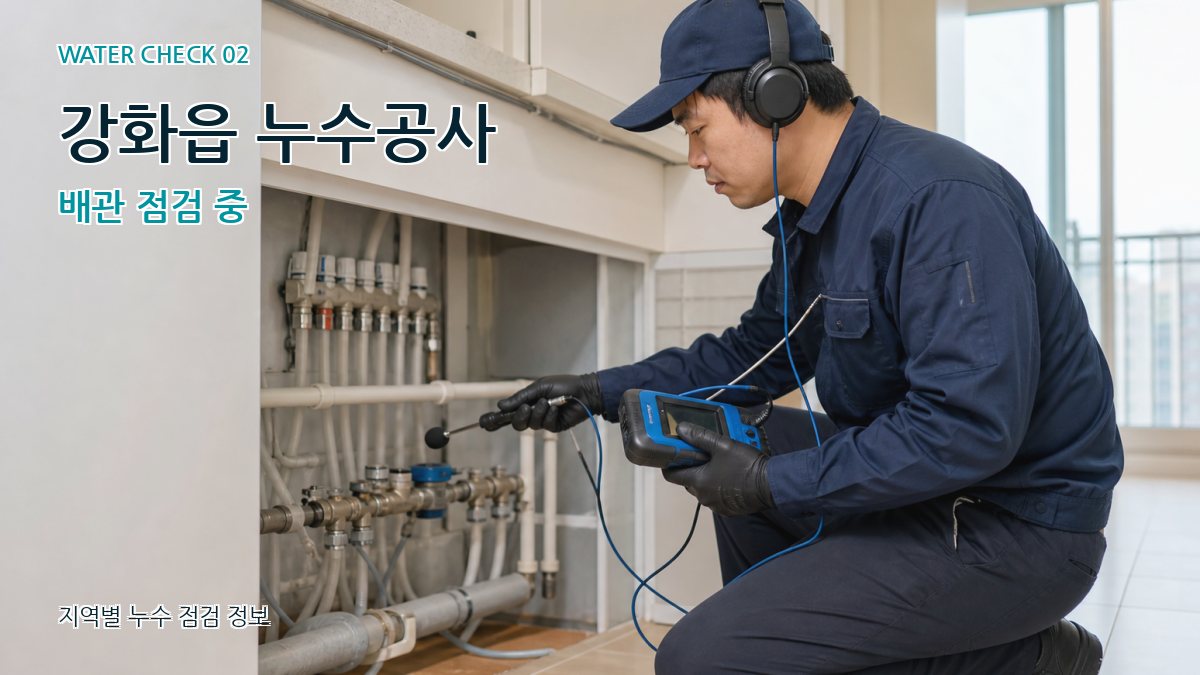강화읍 누수공사 배관 점검 중