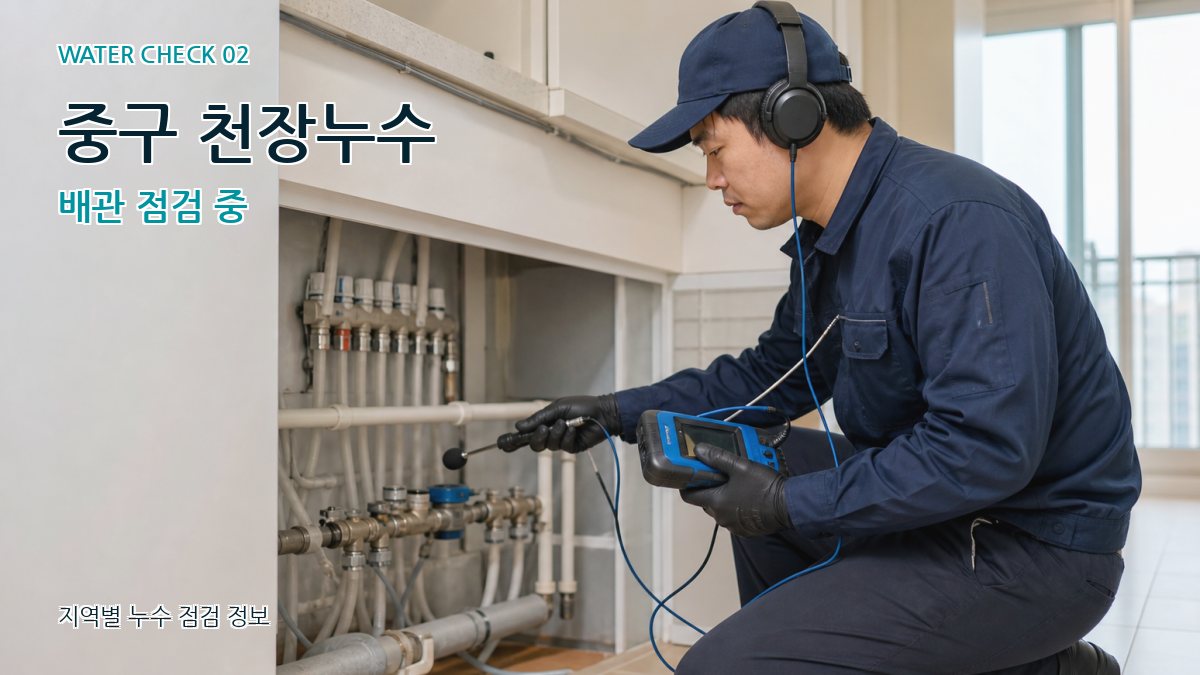 중구 천장누수 배관 점검 중